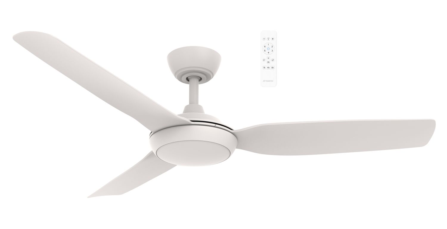 Viper DC 3 Blade Ceiling Fan with 18W CCT LED Light with Wi-Fi, Colour: Matt White, Size: 48" (122cm)