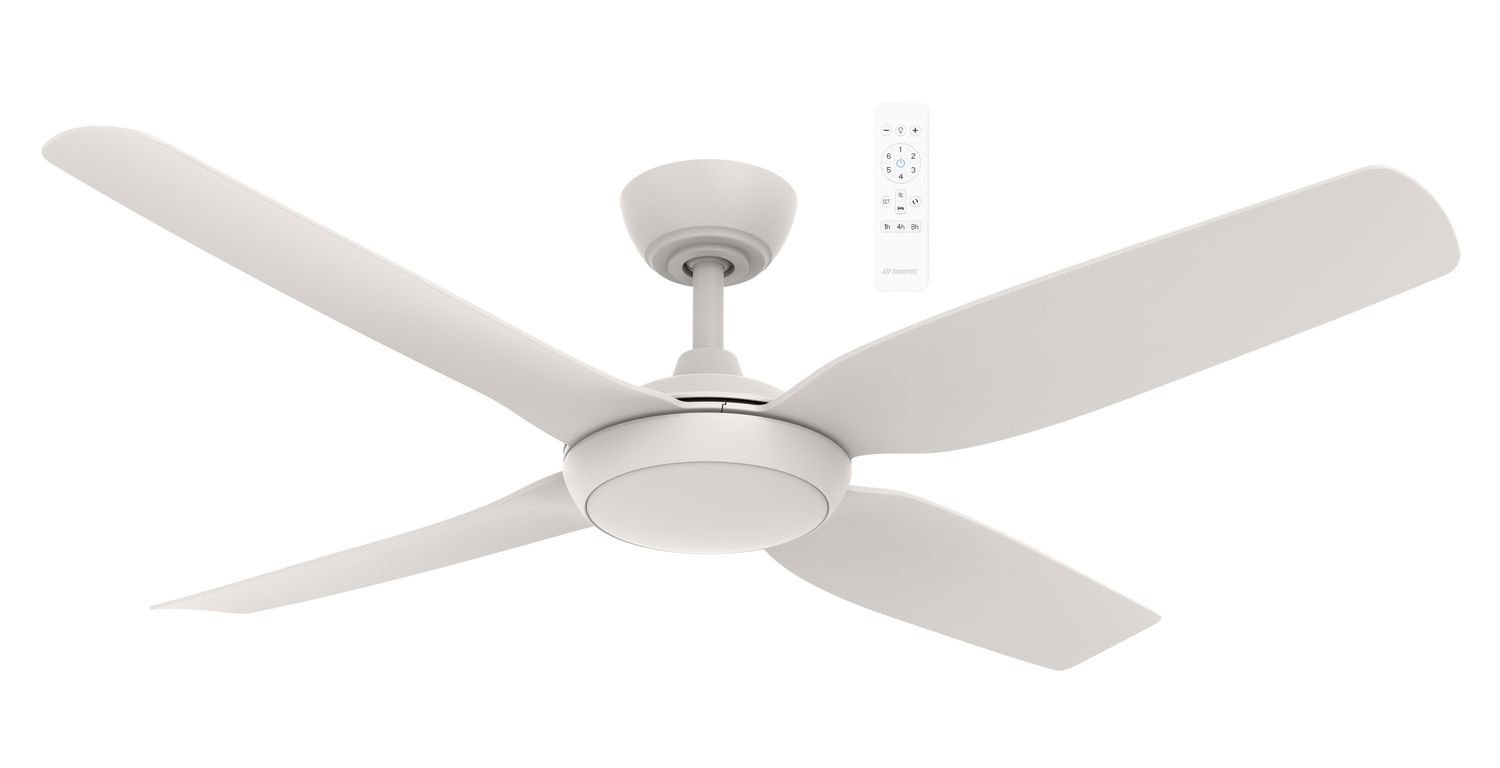 Viper DC 4 Blade Ceiling Fan with 18W CCT LED Light with Wi-Fi - 52", Colour: Matt White, Size: 48" (122cm)