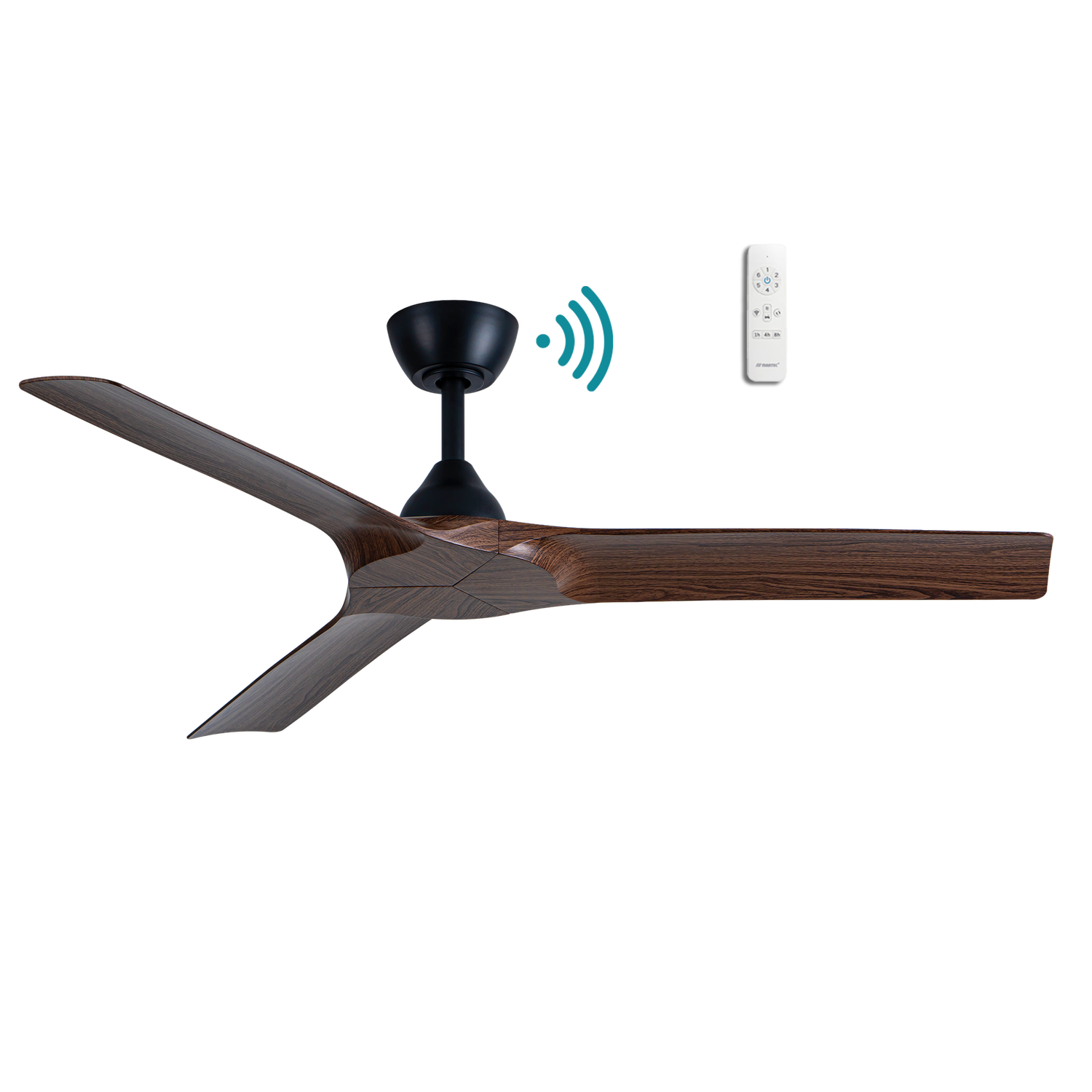 Alpine DC Ceiling Fan with Wi-Fi - 52", Colour: Matt Black / Walnut
