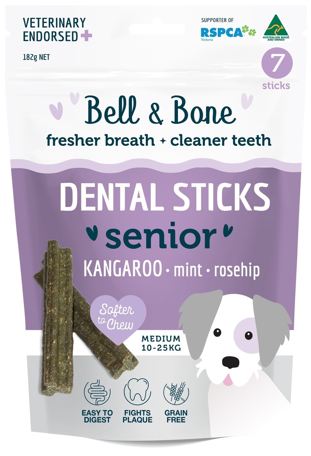 Bell &amp; Bone Medium Senior Dental Sticks - Kangaroo