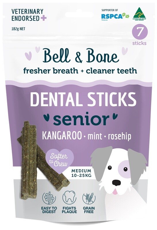 Bell &amp; Bone Medium Senior Dental Sticks - Kangaroo
