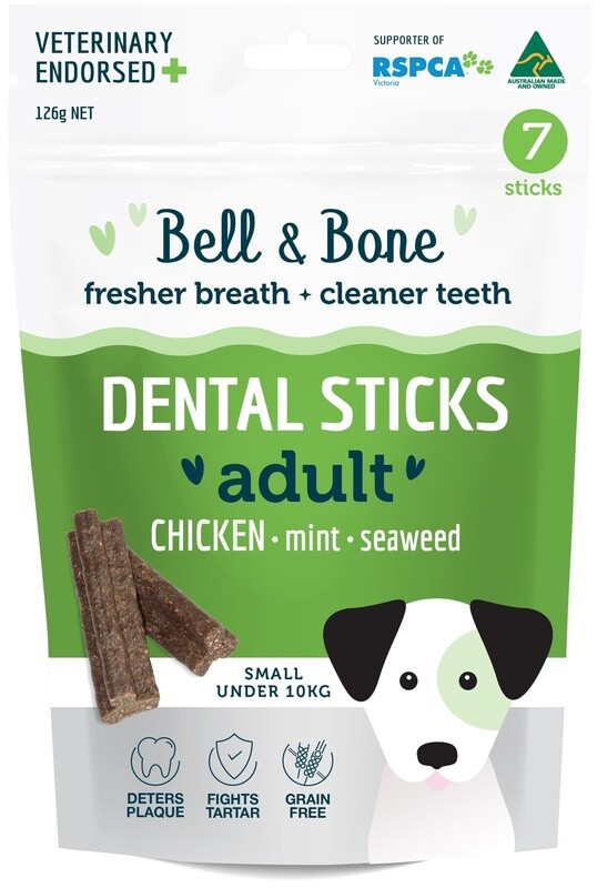 Bell &amp; Bone Dental Sticks - Chicken, Mint &amp; Seaweed, Small