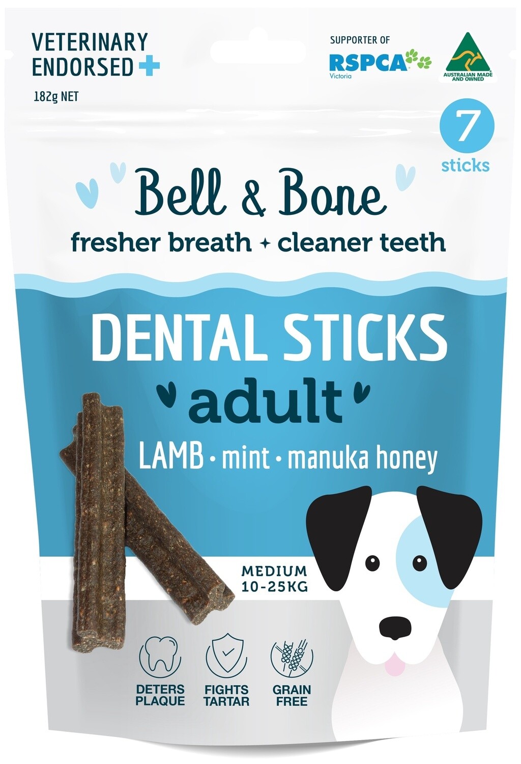 Bell &amp; Bone Dental Sticks - Lamb, Mint &amp; Manuka Honey, Medium