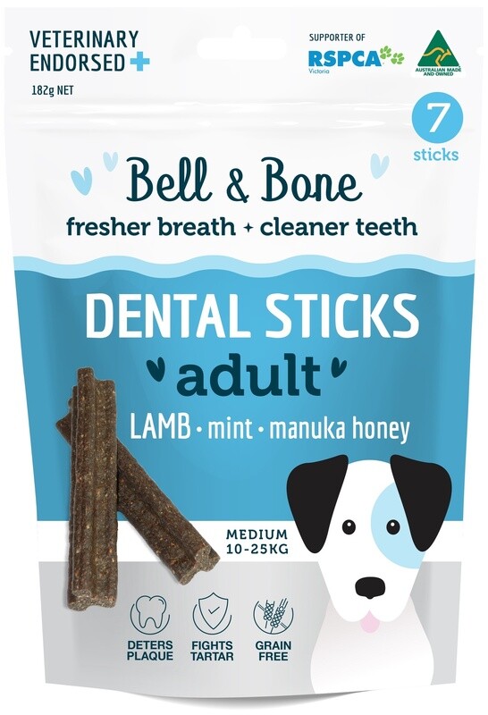 Bell &amp; Bone Dental Sticks - Lamb, Mint &amp; Manuka Honey, Medium