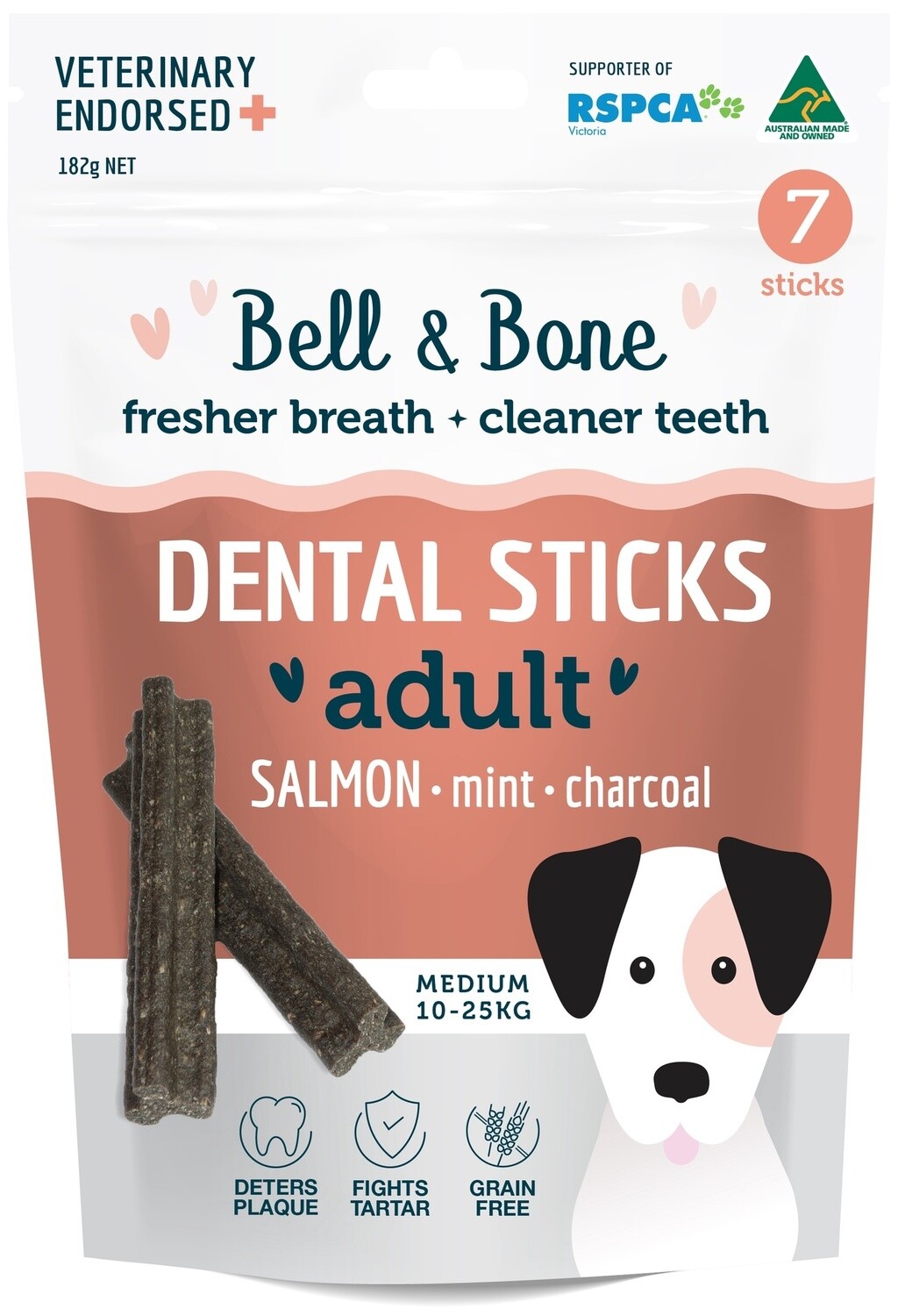 Bell &amp; Bone Dental Sticks - Salmon, Mint &amp; Charcoal, Medium