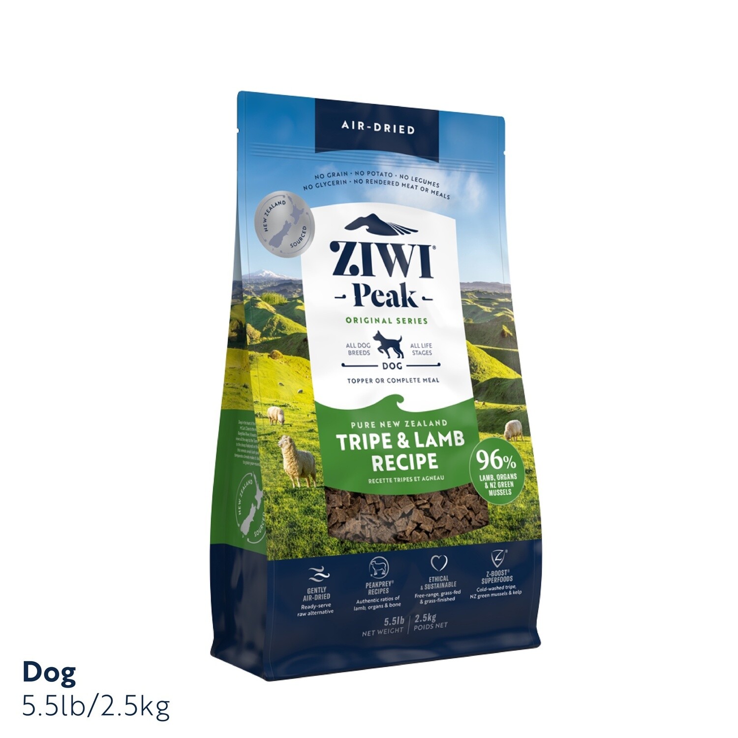 Ziwi Peak Air Dried Tripe &amp; Lamb Dog Food 2.5kg