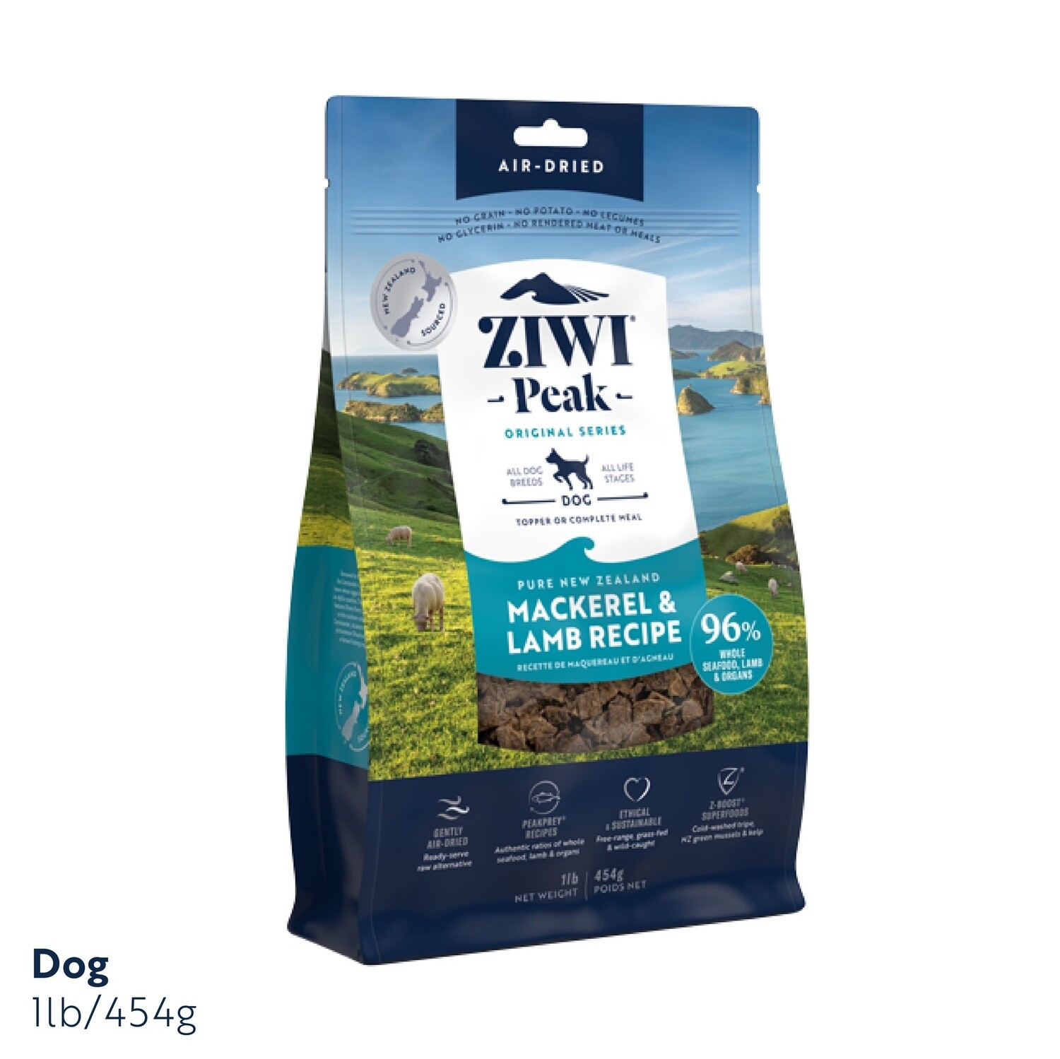 Ziwi Peak Air Dried Mackerel &amp; Lamb Dog Food 454g