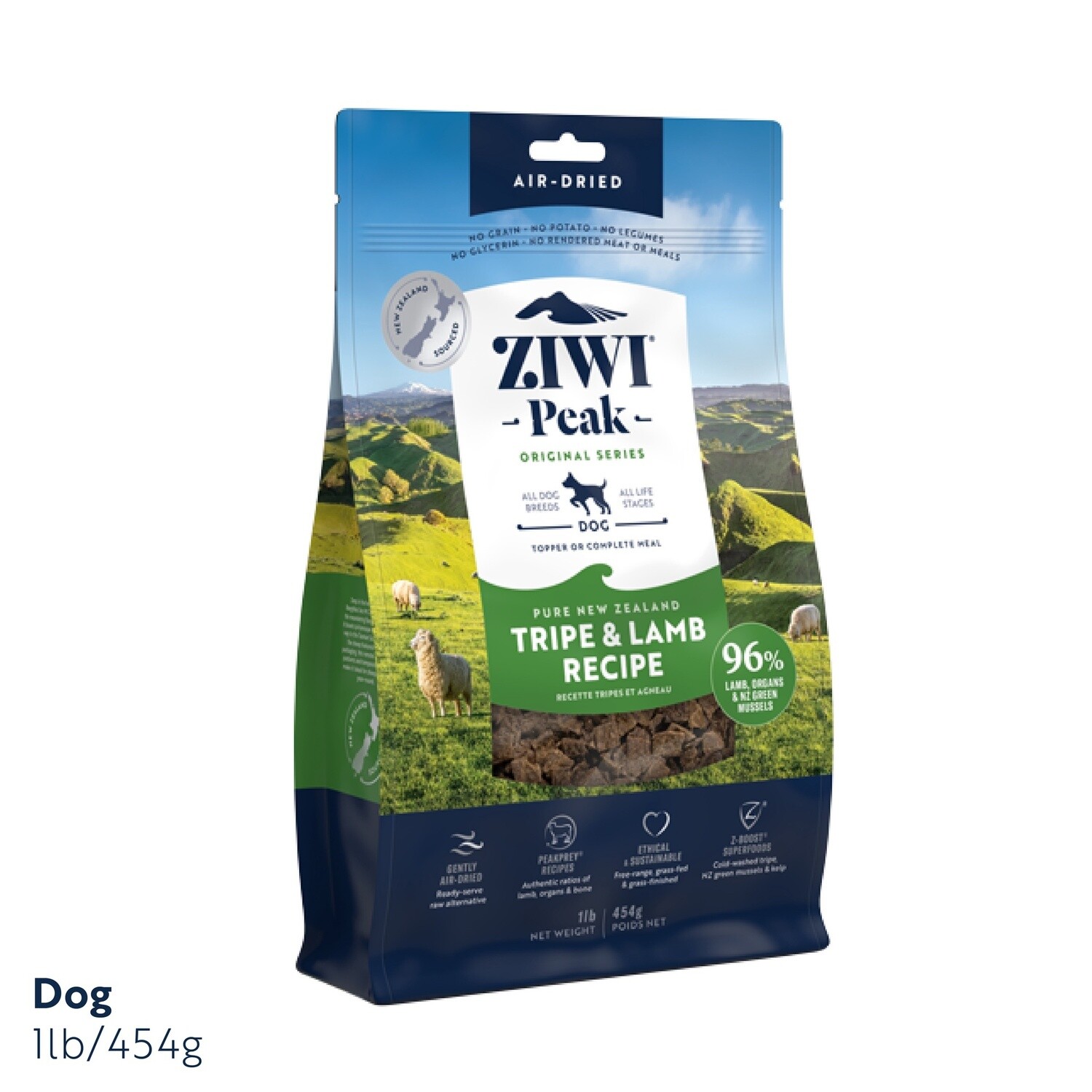 Ziwi Peak Air Dried Tripe &amp; Lamb Dog Food 454g