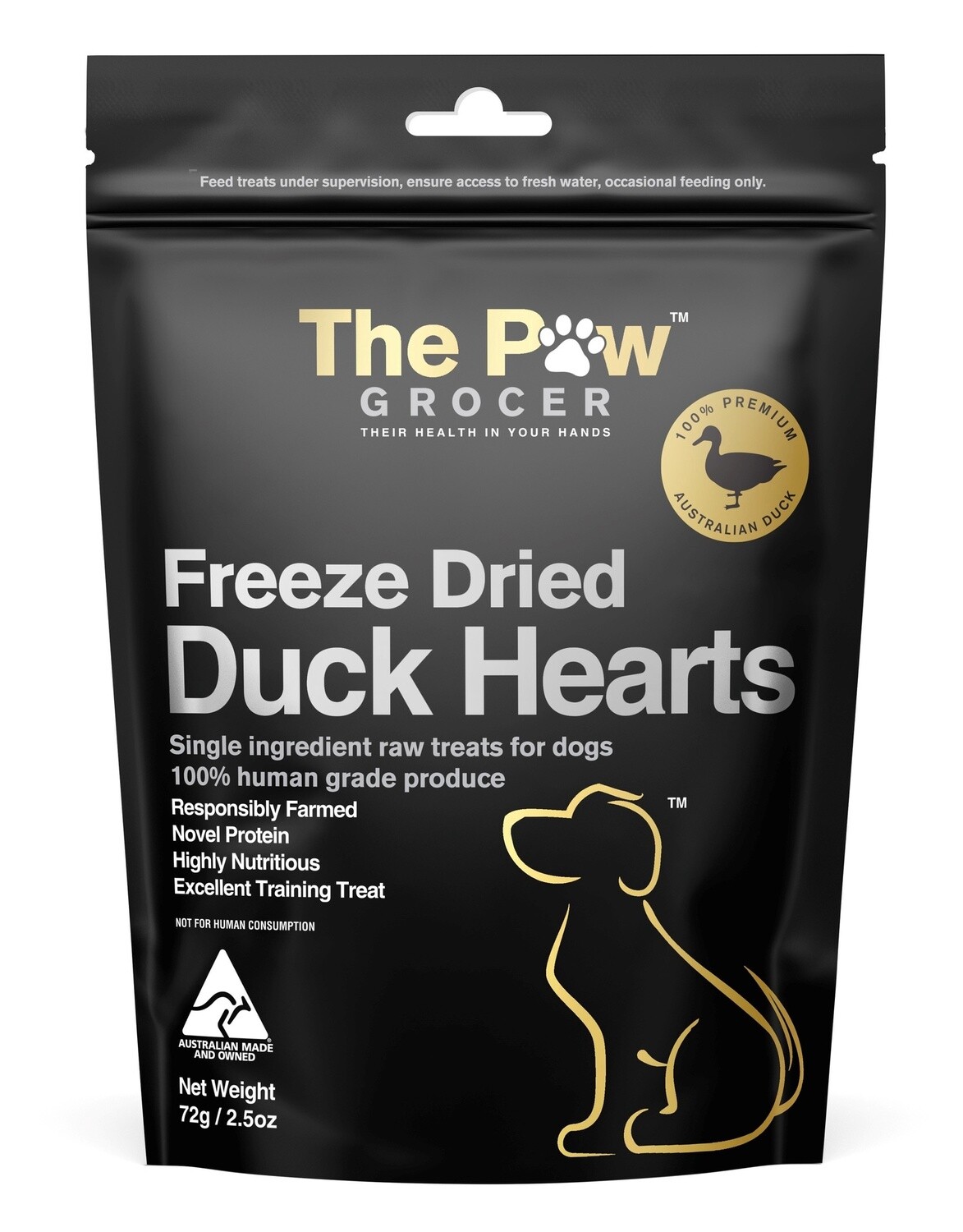 The Paw Grocer - Black Label Duck Heart 72g