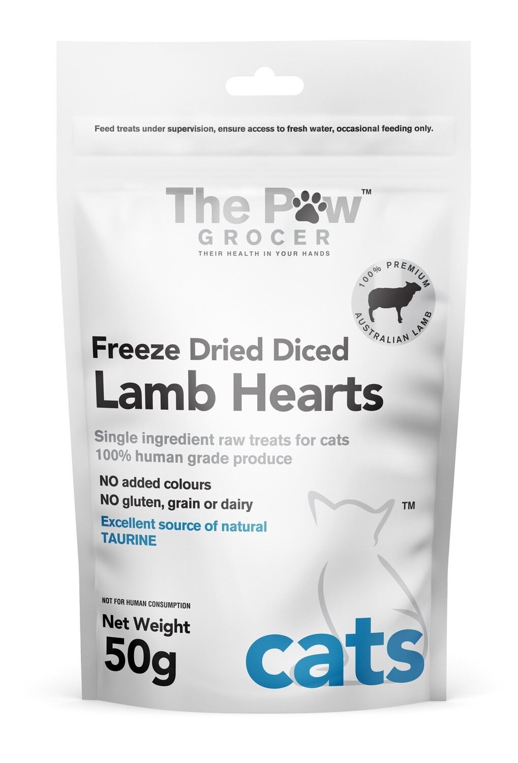 The Paw Grocer - Cat Lamb Hearts 50g
