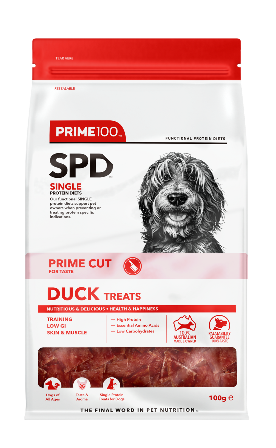Prime100 SPD Prime Cut Duck Dog Treats 100g