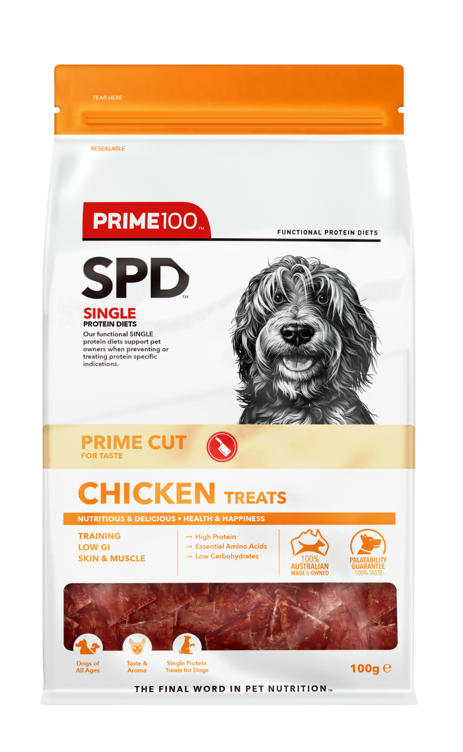 Prime100 SPD Prime Cut Chicken Dog Treats 100g