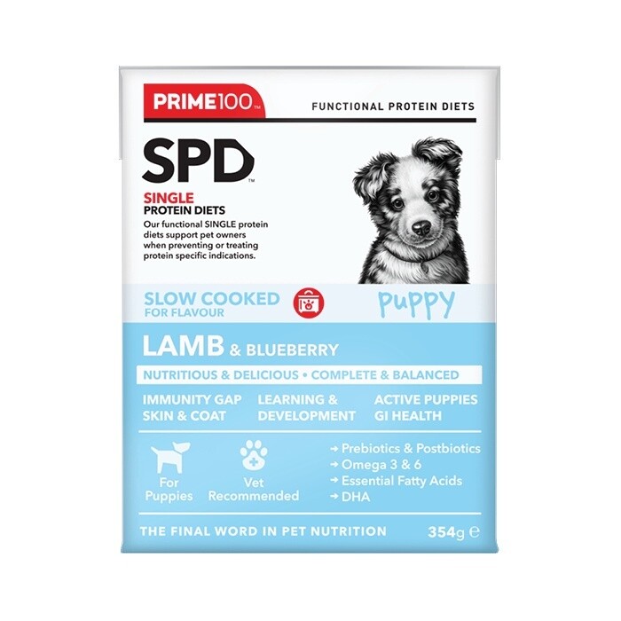 Prime100 SPD™ Slow Cooked Lamb &amp; Blueberry Puppy Dog Food 354g