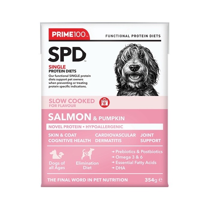 Prime100 SPD™ Slow Cooked Salmon &amp; Pumpkin Dog Food 354g