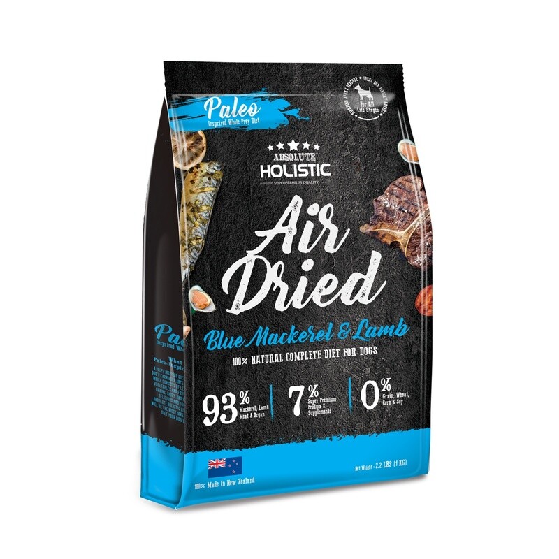 Absolute Holistic Air Dried Dog Food Blue Mackerel &amp; Lamb 1kg