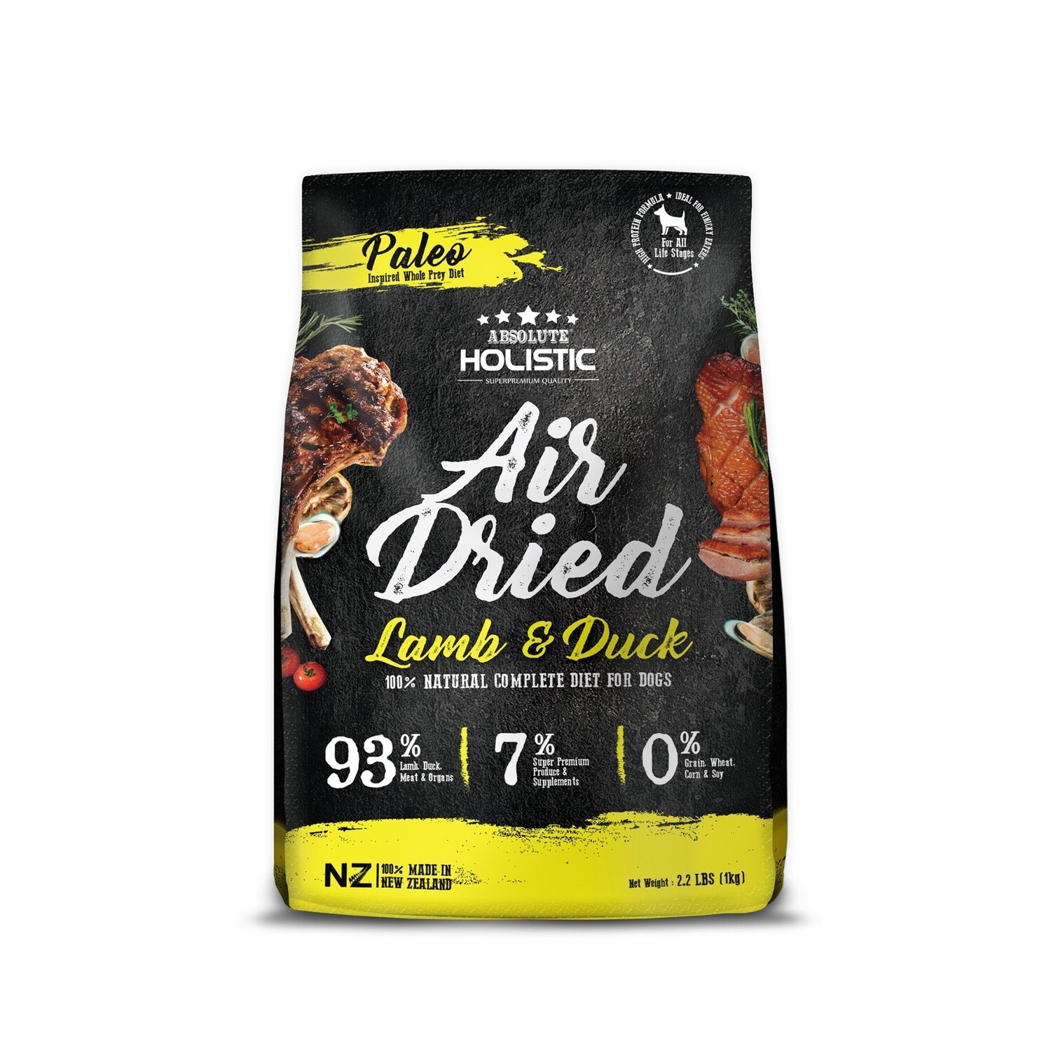Absolute Holistic Air Dried Dog Food Lamb &amp; Duck 1kg Bag