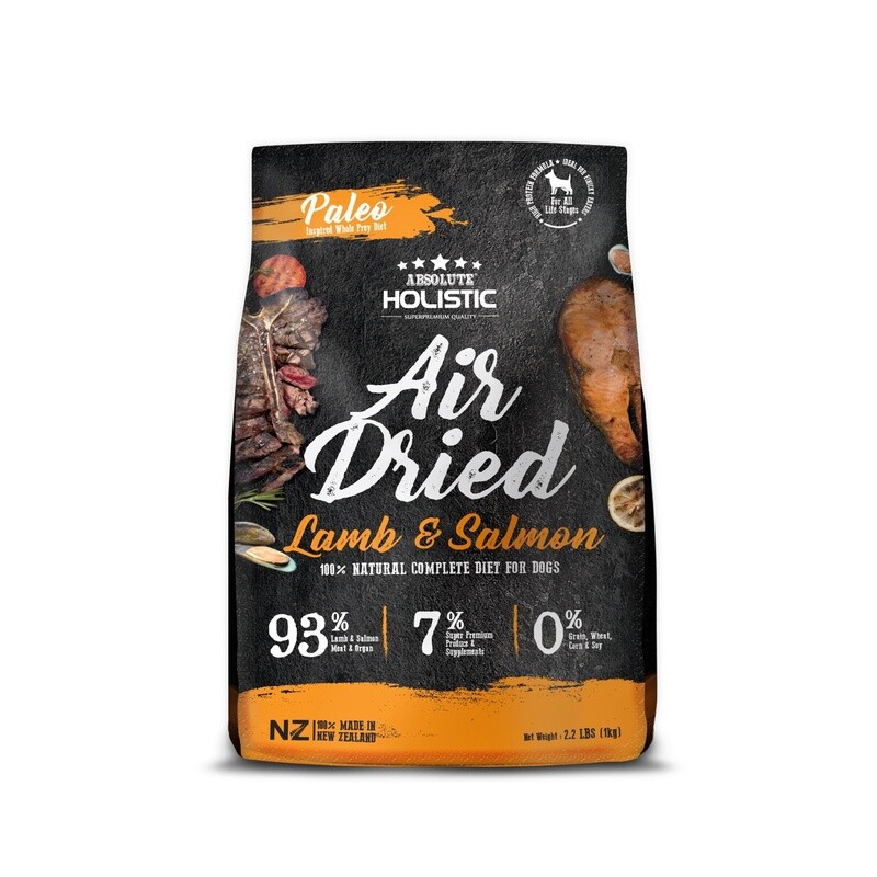 Absolute Holistic Air Dried Dog Food Lamb &amp; Salmon 1kg Bag