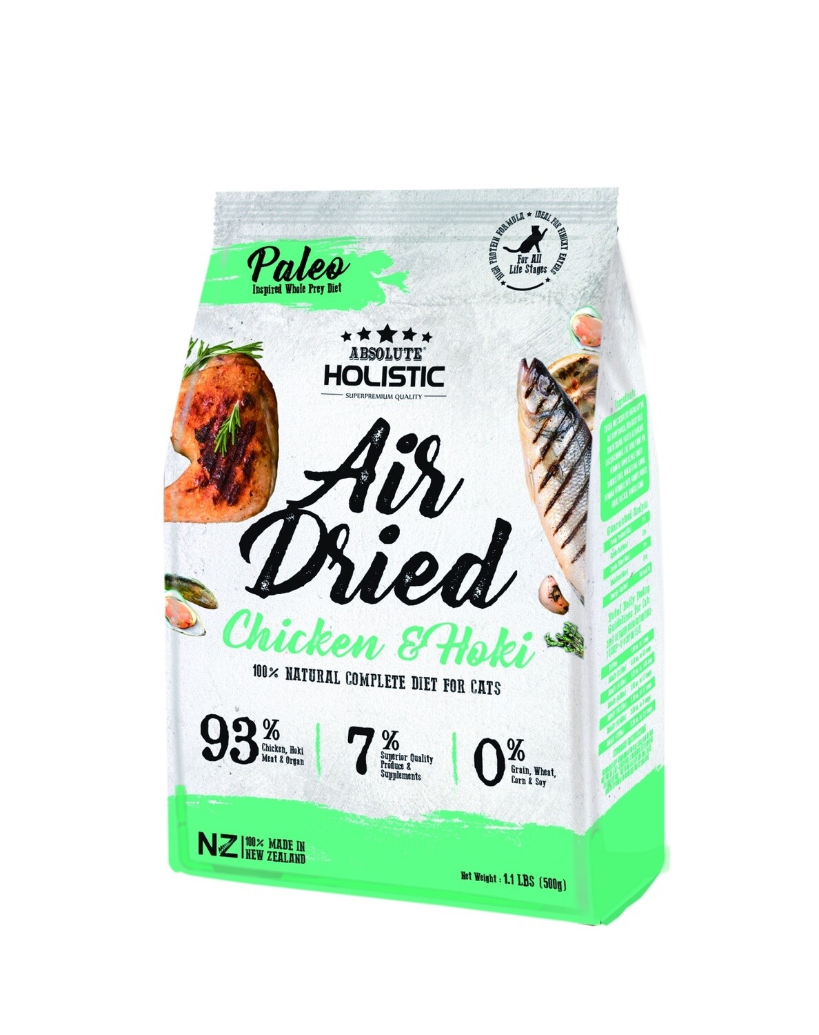 Absolute Holistic Air Dried Cat Food Chicken &amp; Hoki 500gm