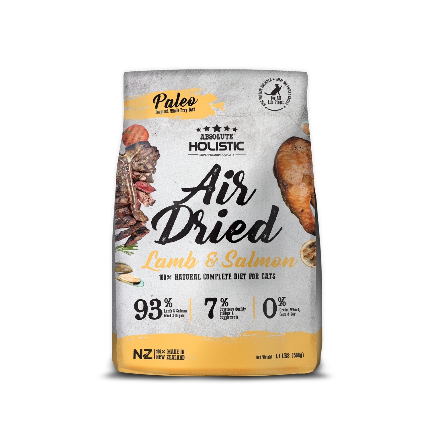 Absolute Holistic Air Dried Cat Food Lamb &amp; Salmon 500gm