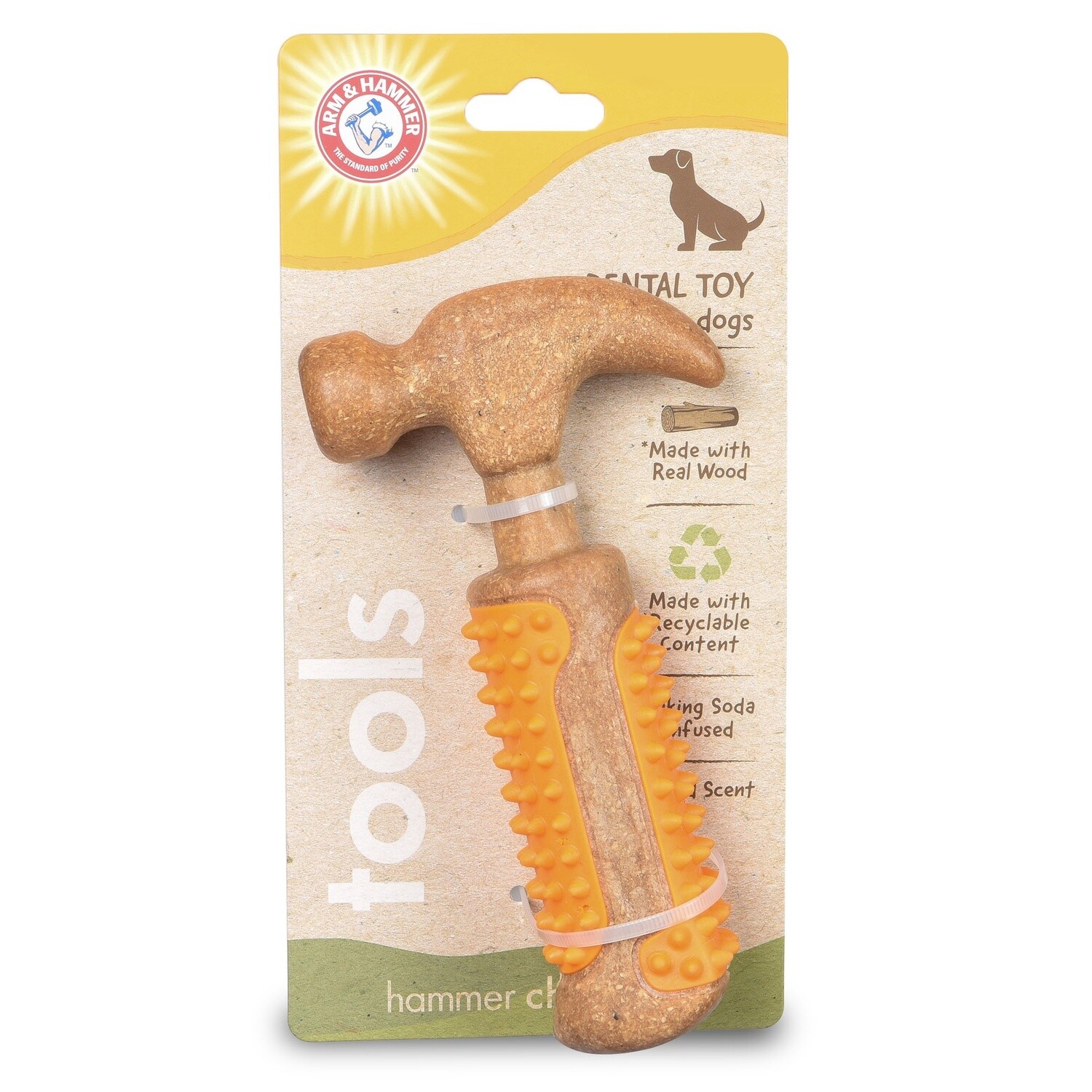 Arm &amp; Hammer Tools Wood Mix Hammer Dog Toy 7&quot;