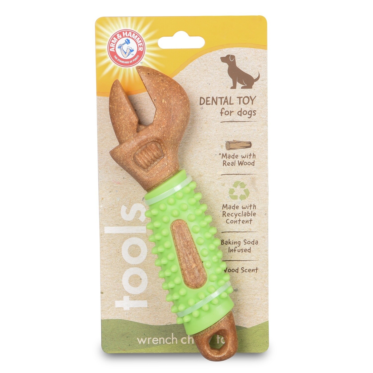 Arm &amp; Hammer Tools Wood Mix Wrench Dog Toy 8&quot;