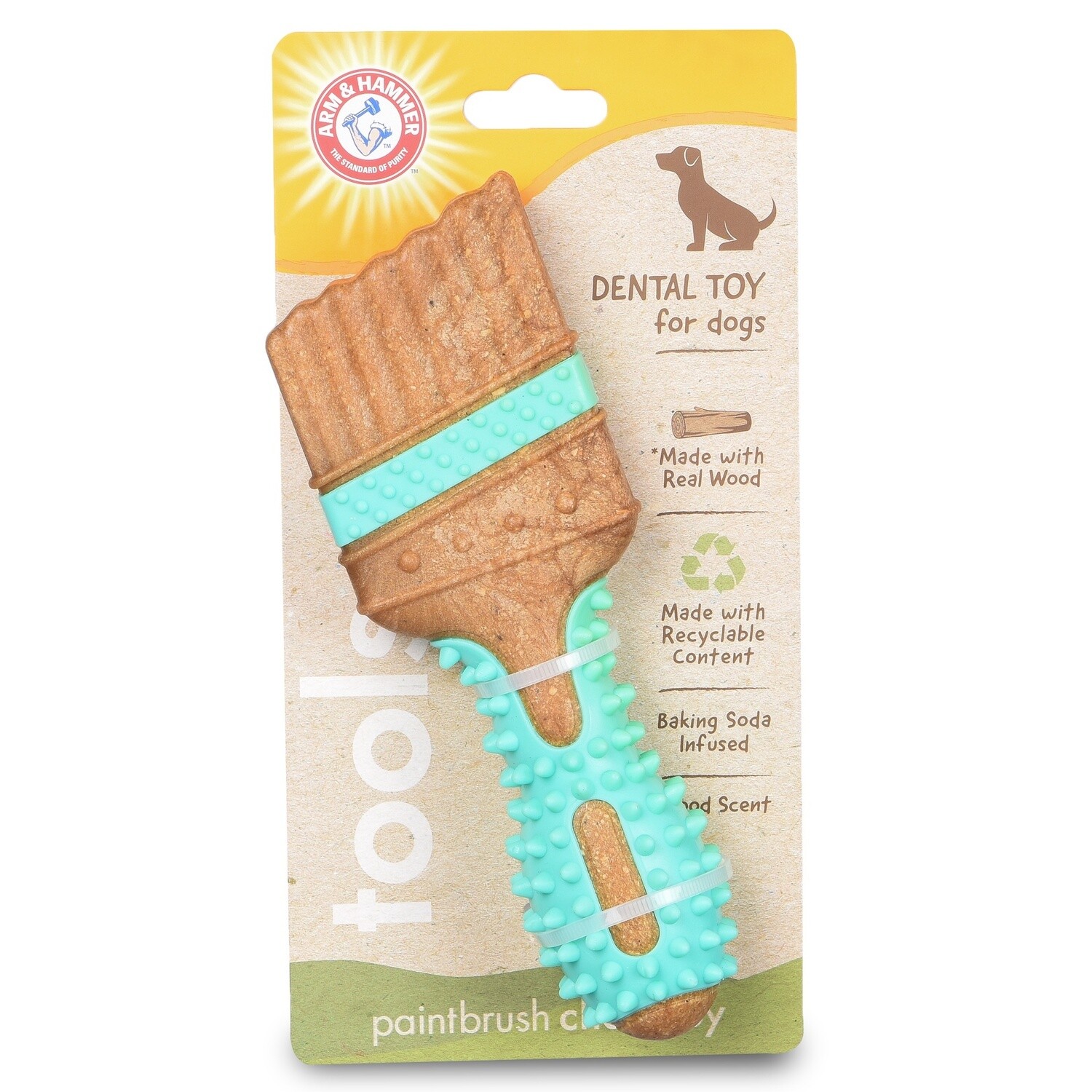 Arm &amp; Hammer Tools Wood Mix Paintbrush Dog Toy 7.5&quot;