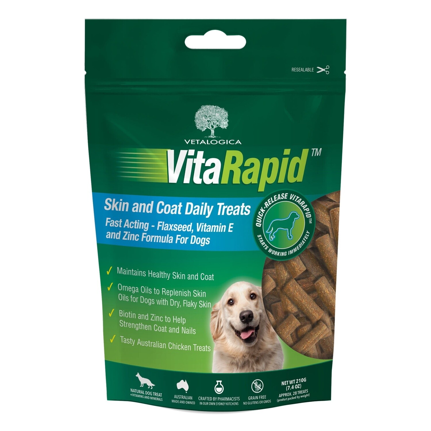VitaRapid Skin &amp; Coat Daily Treats For Dogs 210g