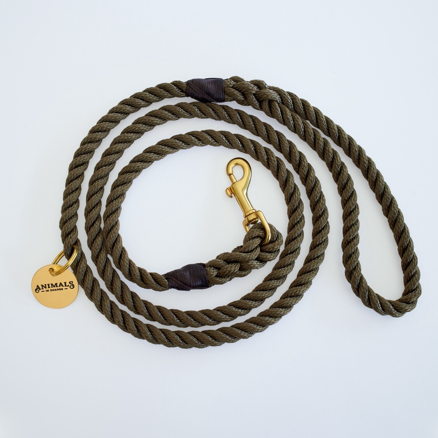 Animals in Charge Olive Recycled Rope Dog Leash