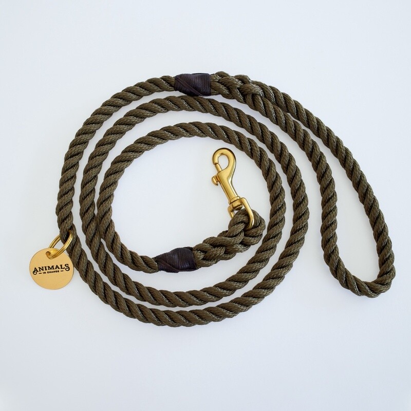 Animals in Charge Olive Recycled Rope Dog Leash