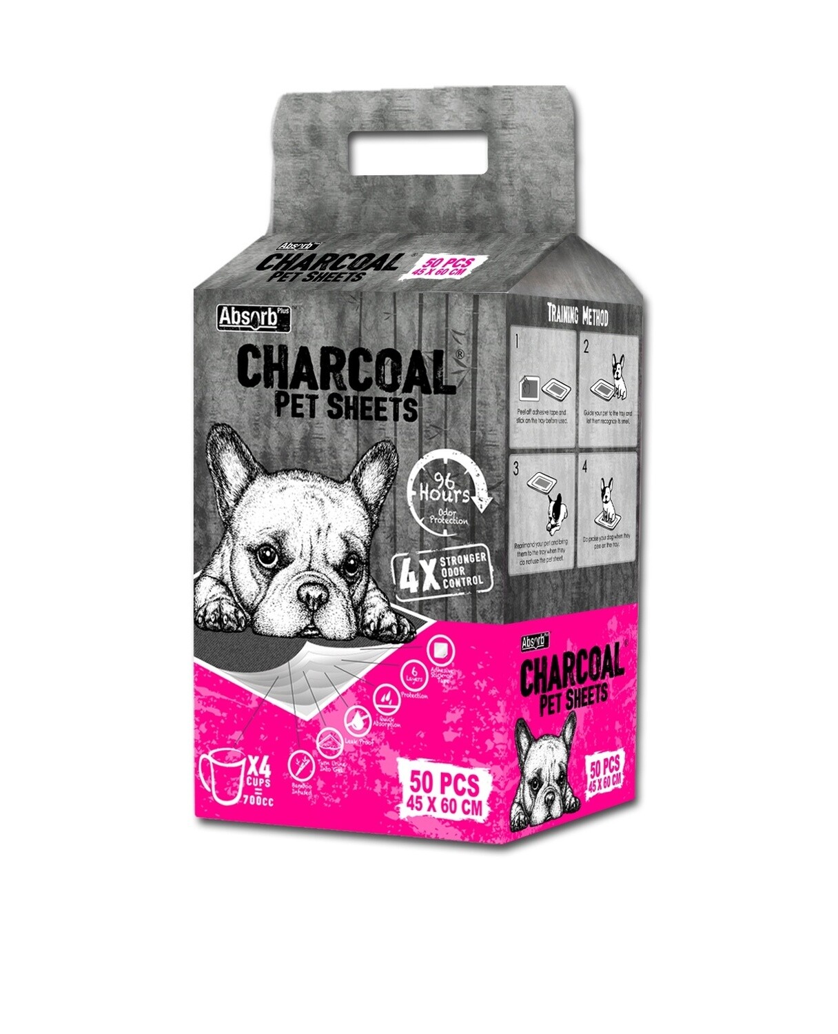 Absorb Plus Charcoal Pet Sheets 60 x 45cm 50 sheets
