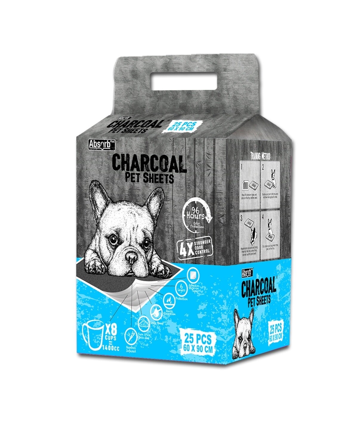 Absorb Plus Charcoal Pet Sheets 90 x 60cm 25 sheets