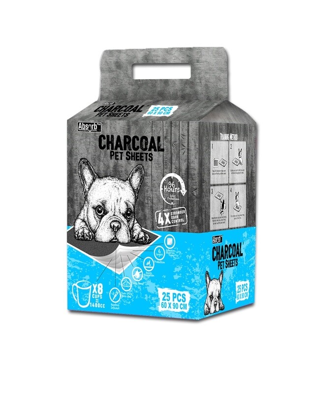 Absorb Plus Charcoal Pet Sheets 90 x 60cm 25 sheets