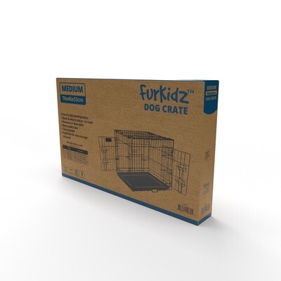 Furkidz Wire Dog Cage Black 75 x 53  x 46cm