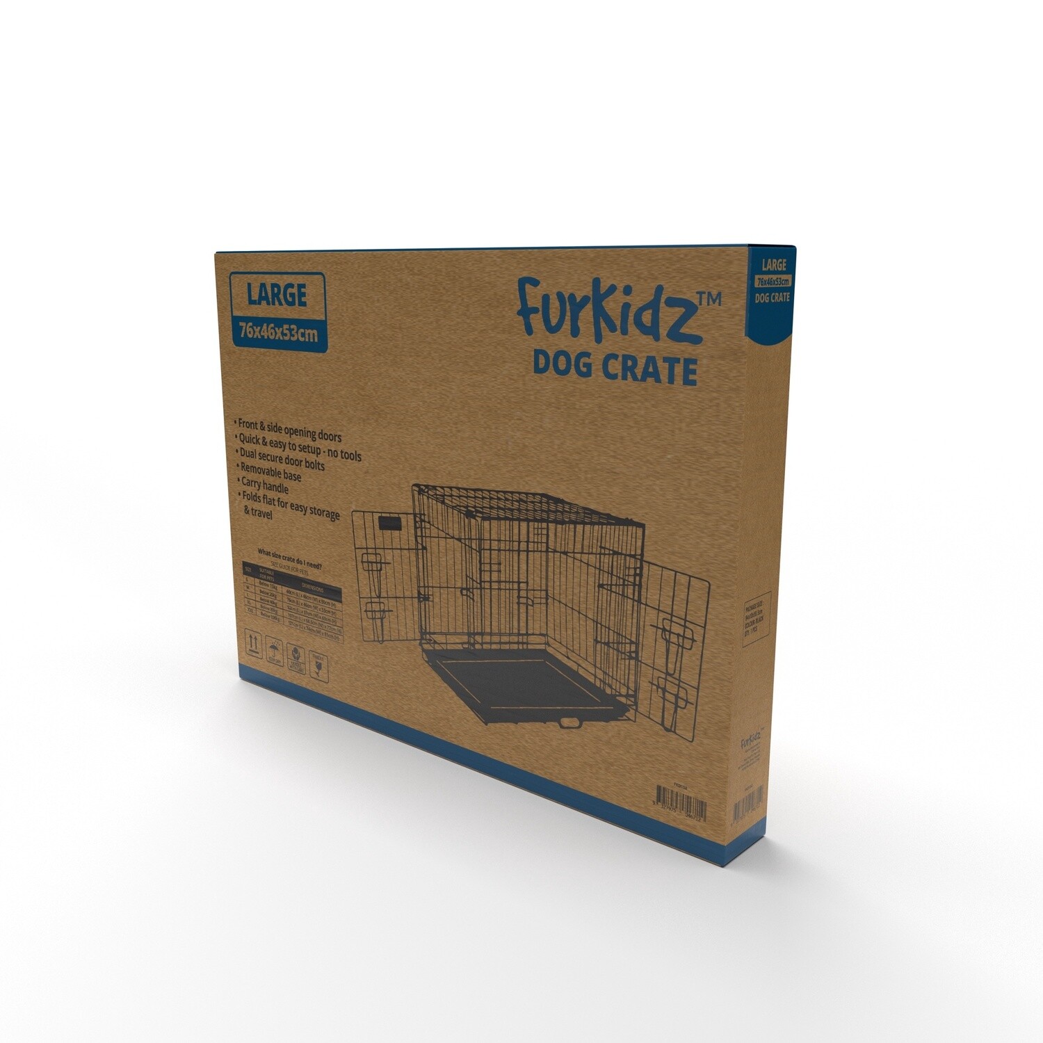 Furkidz Wire Dog Cage Black 92 x 63 x 57cm