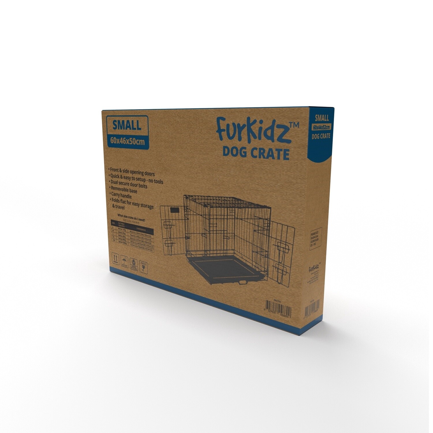 Furkidz Wire Dog Cage Black 60 x 50 x 46cm