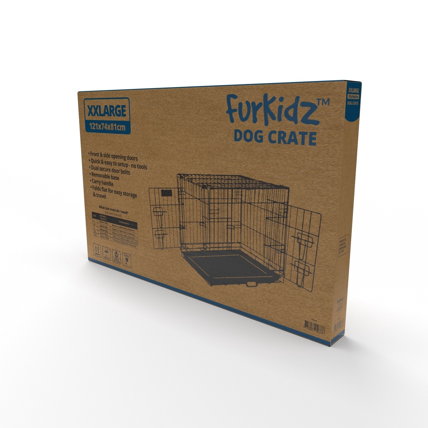 Furkidz Wire Dog Cage Black 121 x 81 x 74cm