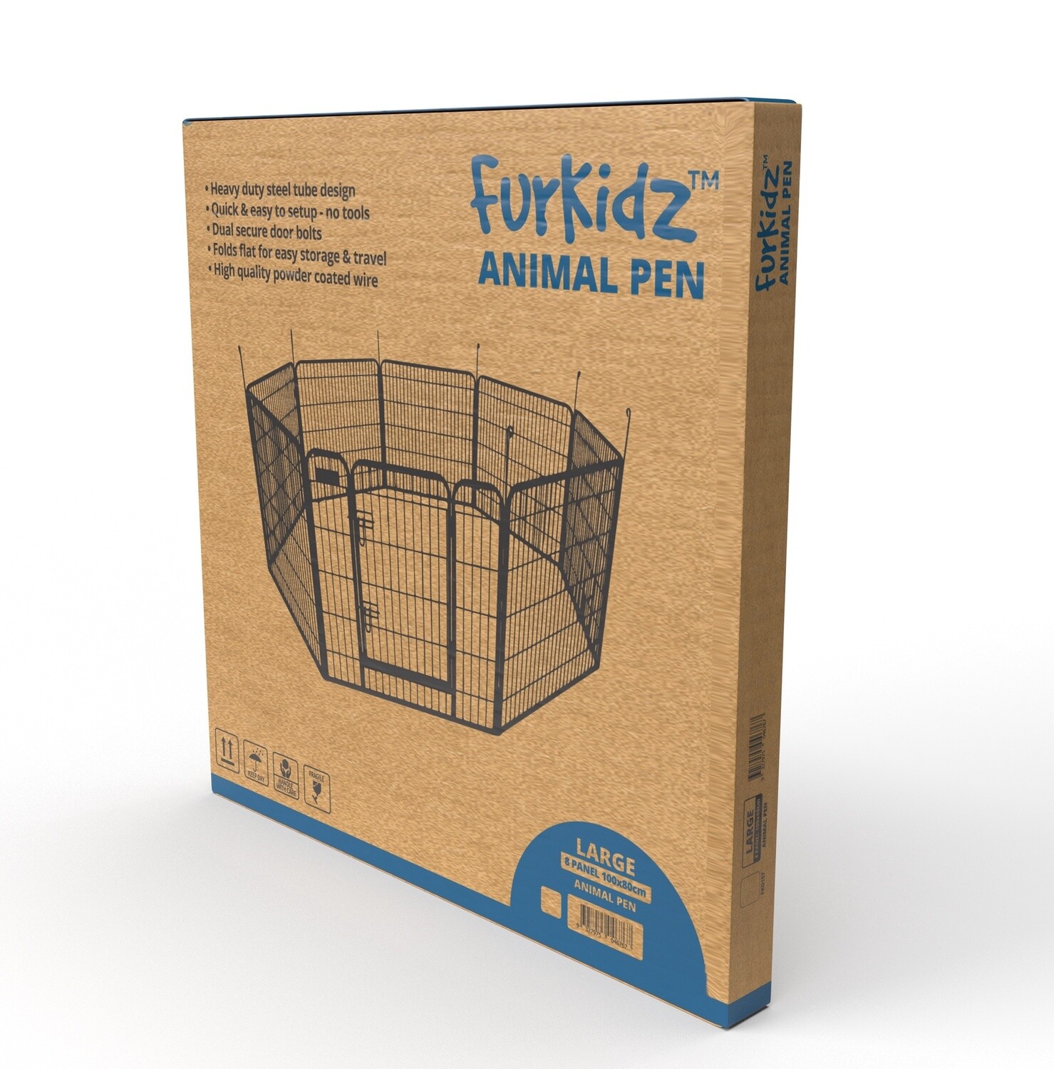 Furkidz Wire Animal Enclosure Black 8 Panels 100 x 80cm