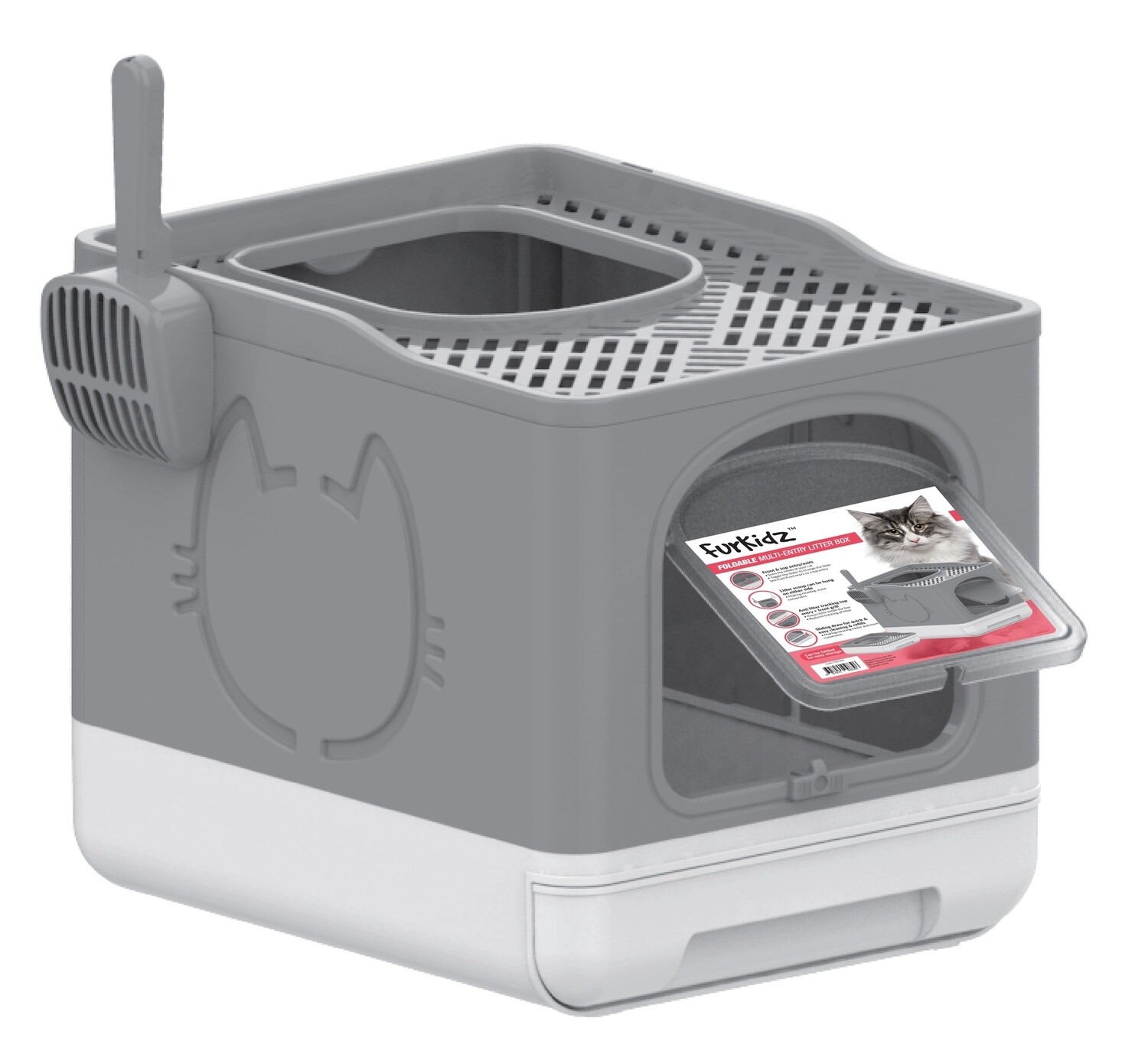 Furkidz Portable Enclosed Cat Litter Box 50 x 39 x 40cm