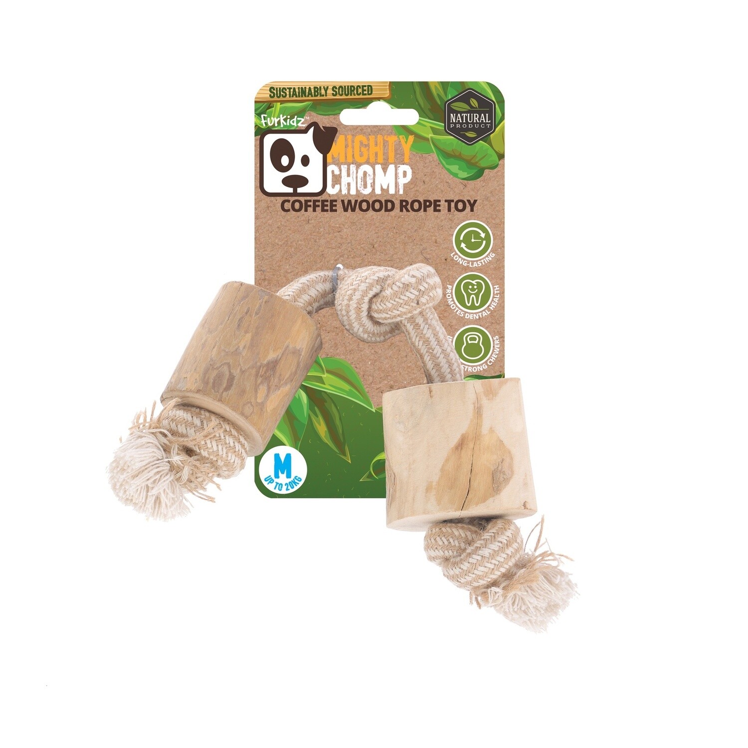 Mighty Chomp Coffee Wood Rope Toy Medium