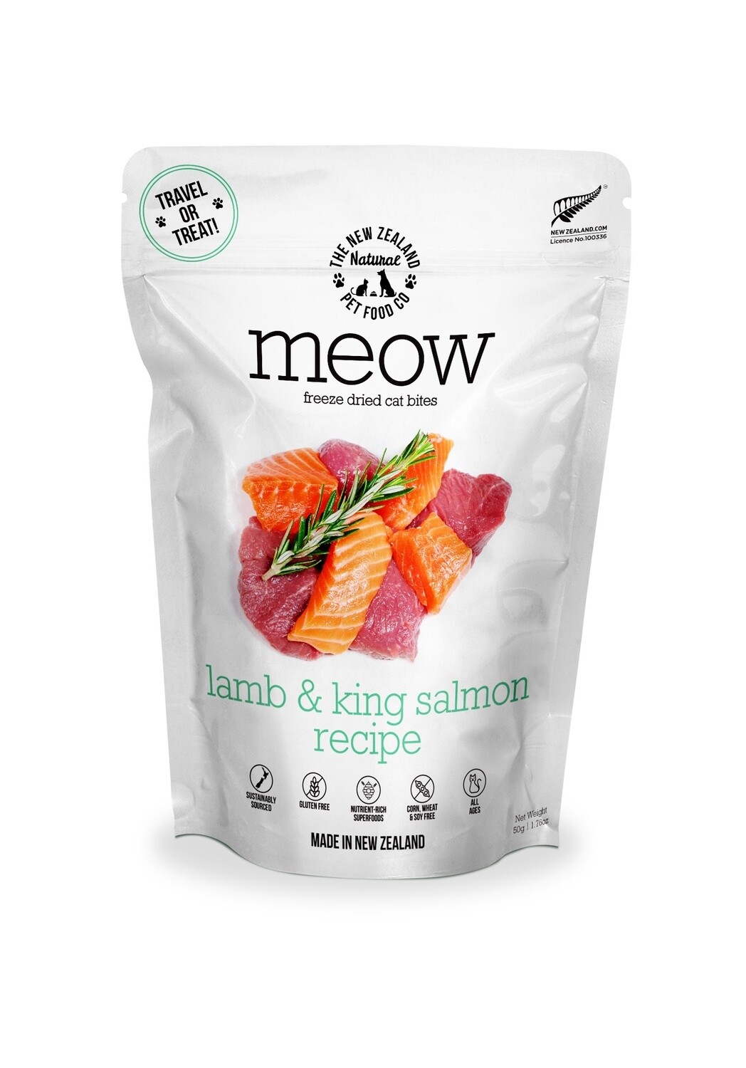 Meow Freeze Dried Cat Food Lamb &amp; Salmon 50gm