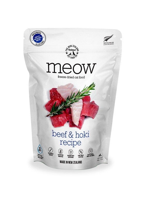 Meow Freeze Dried Cat Food Beef &amp; Hoki 280gm