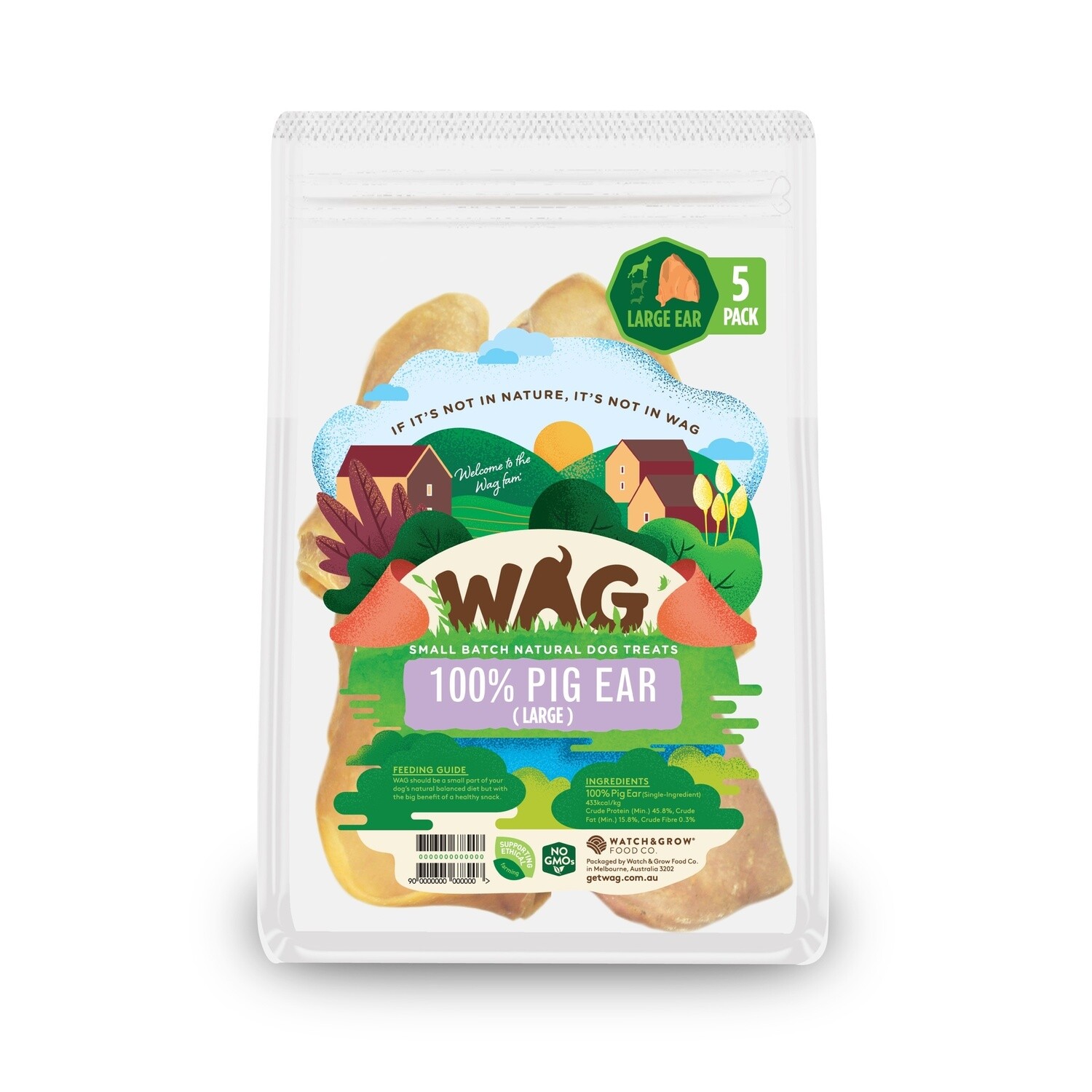 WAG Pigs Ear Large 5 Pack