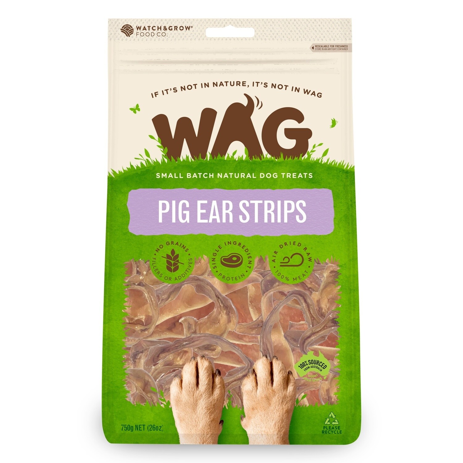WAG Pigs Ear Strips 750gm