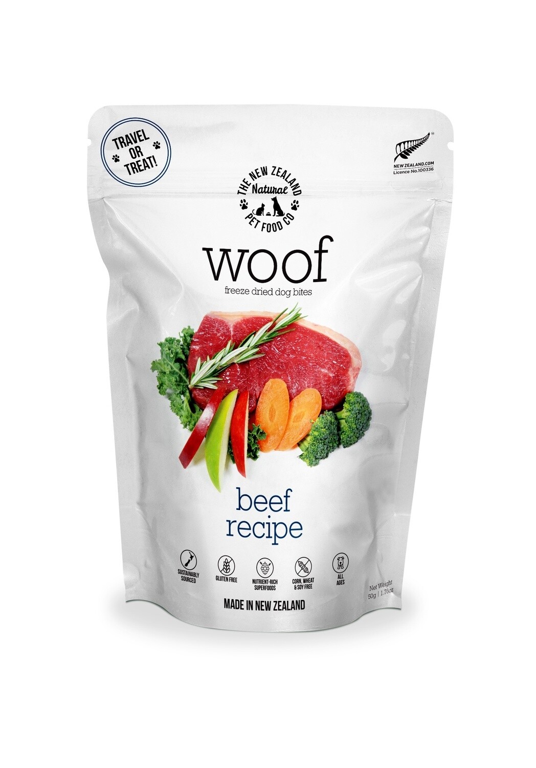 Woof Freeze Dried Dog Food Beef 50gm