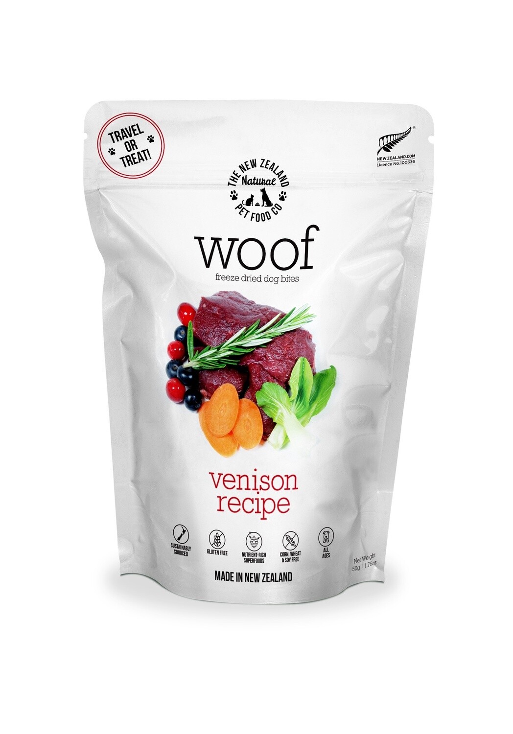 Woof Freeze Dried Dog Food Venison 50gm