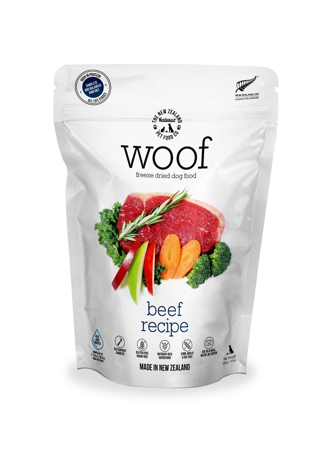 Woof Freeze Dried Dog Food Beef 280gm