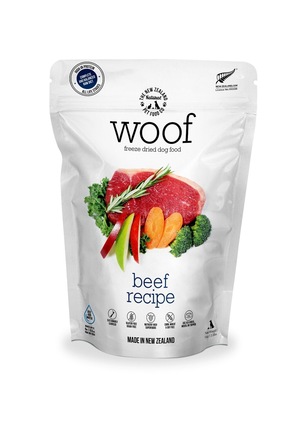 Woof Freeze Dried Dog Food Beef 1kg
