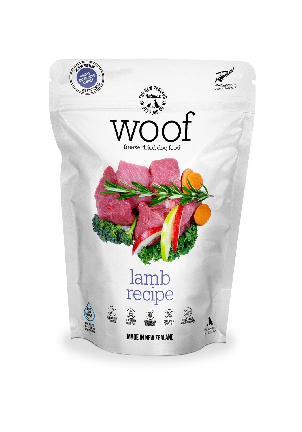 Woof Freeze Dried Dog Food Lamb 1kg