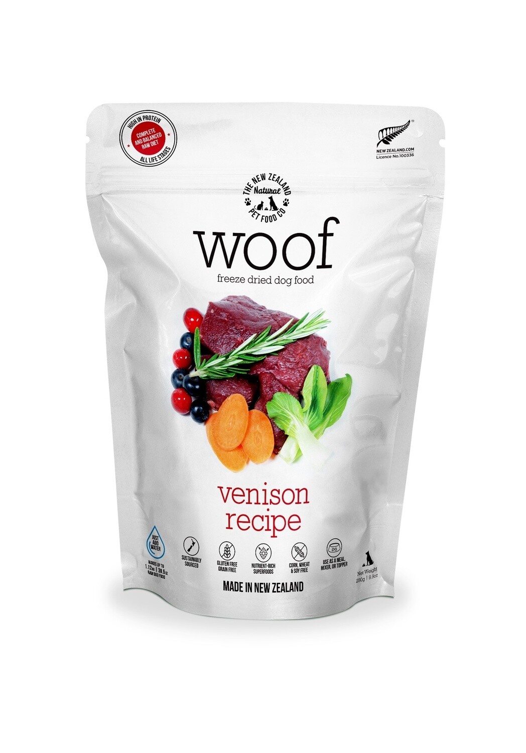 Woof Freeze Dried Dog Food Venison 280gm