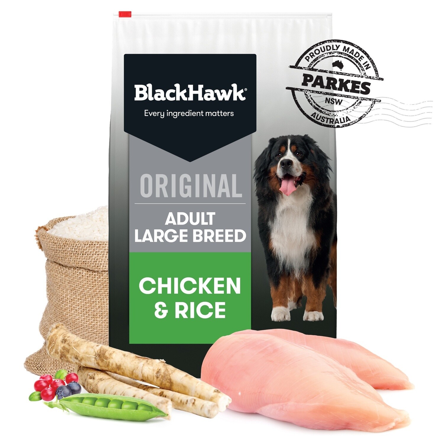 Black Hawk Dry Dog Food Large Breed Adult Chicken And Rice 20kg